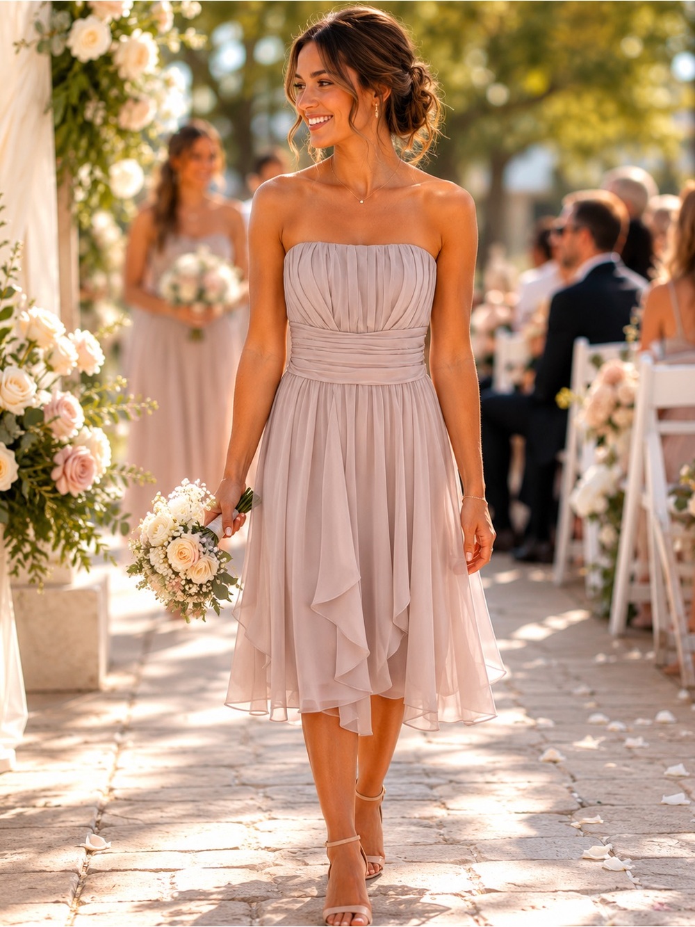 David’s Bridal | Midi Blush Prom Dress 8